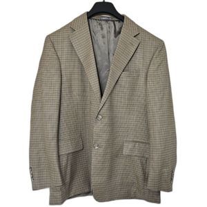 46R Silk Wool Blend Two Button Houndstooth Blazer